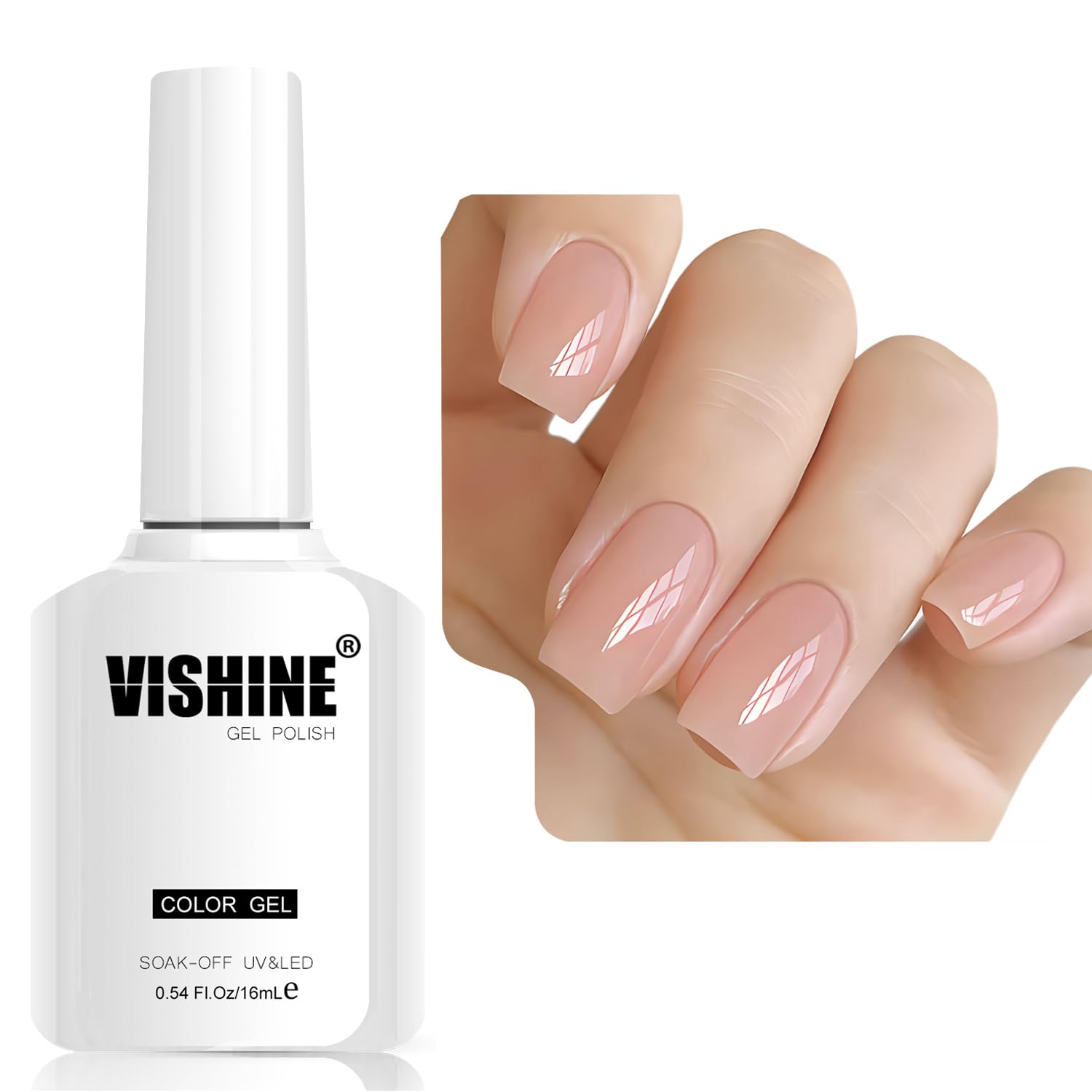 Vishine 16ml Sheer Milky Nude Jelly Gel Polish Translucent Crystal UV Gel French Manicure DIY Nail Art Soak-Off Milky Nude E037