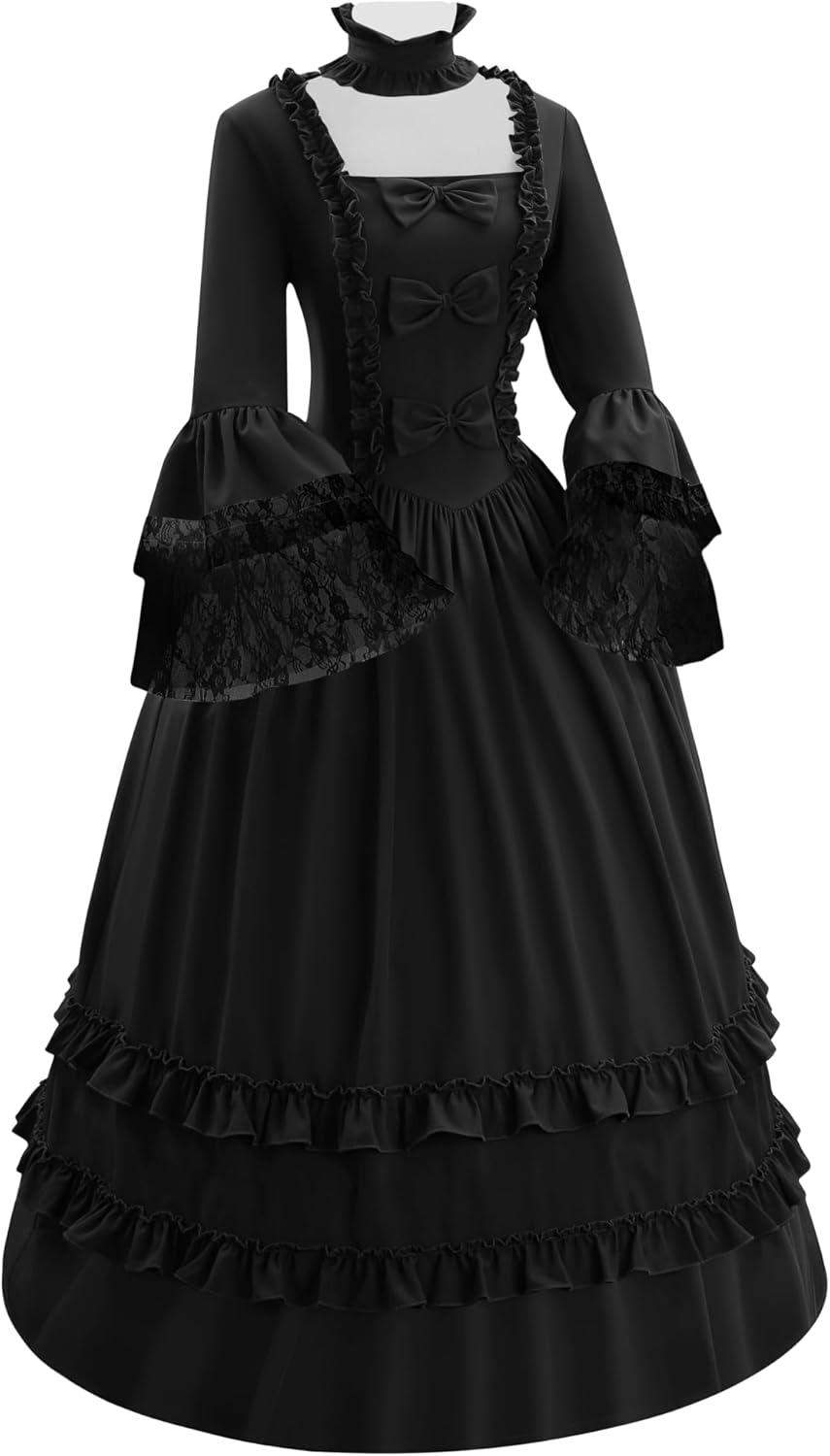 Women's Vintage 18th Century Victorian Dress Flare Sleeve Costume Dress Fancy Dress Party Ball Gown - Image 2