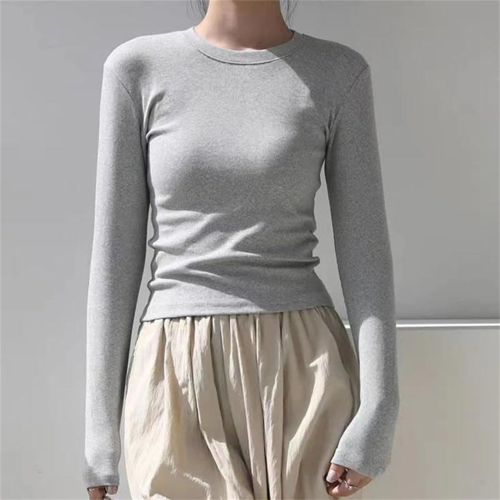 Cotton O Neck Long Sleeve T Shirts Black Leisure Skinny Slim Basic Woman T Shirts White Clothing