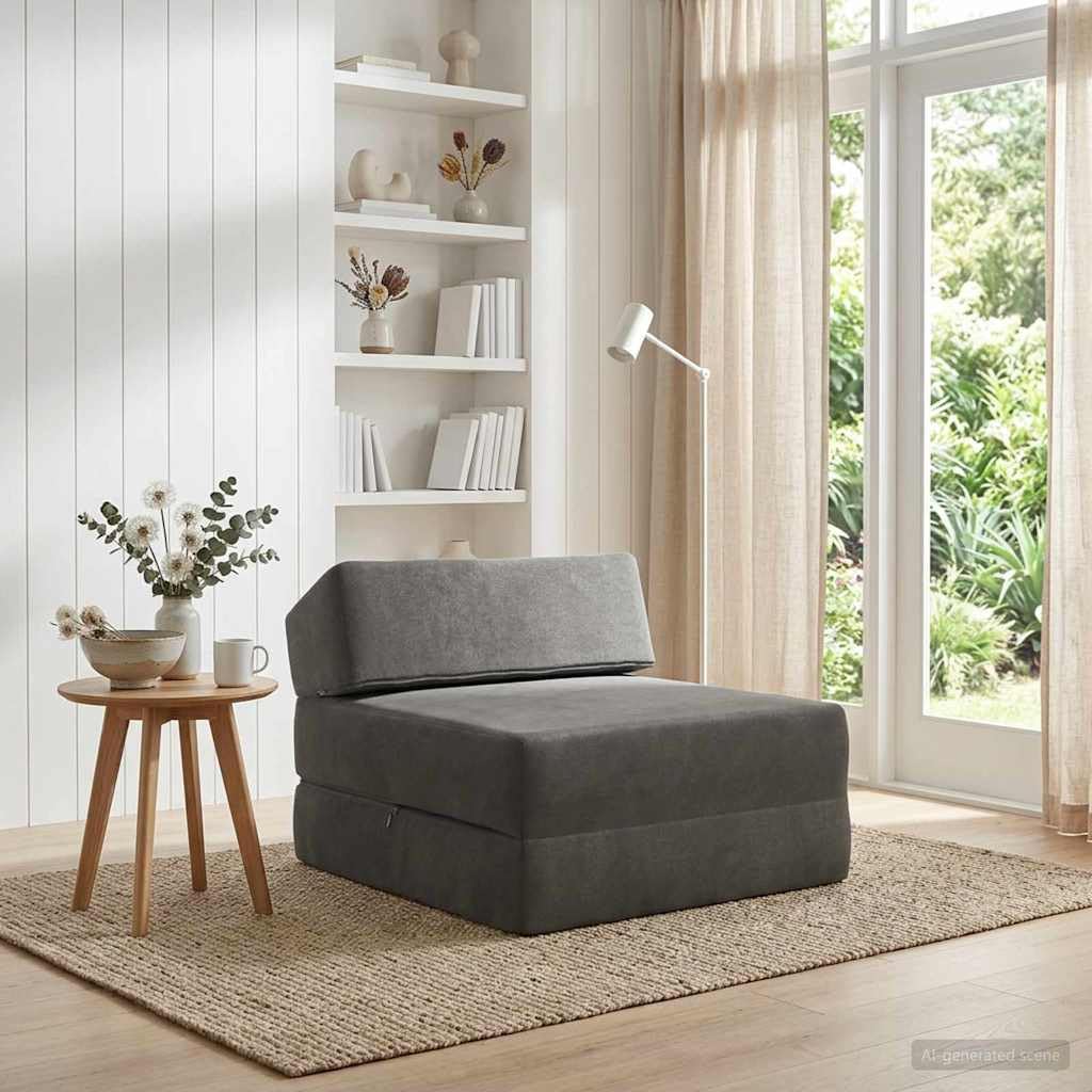 vidaXL Divano Letto Pieghevole Grigio Scuro 60x70x41 cm Tessuto Compatto