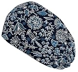 Wollhuhn ÖKO Mädchen/Damen/Buben Cooles Elastisches Stirnband/Haarband Bequem Jersey Baumwolle Viele Motive 21215155 (Blumen Dunkelblau/Weiß)