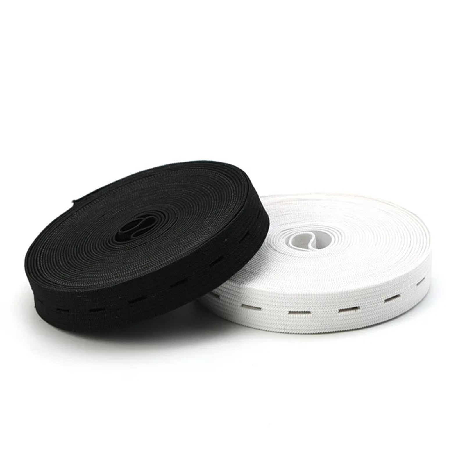 Elástico para coser 8 Uds accesorios de costura DIY 15mm 20mm 25mm 30mm agujero botón banda elástica blanco negro ojal pantalones cintura ajustable 5 metros(25mm black)