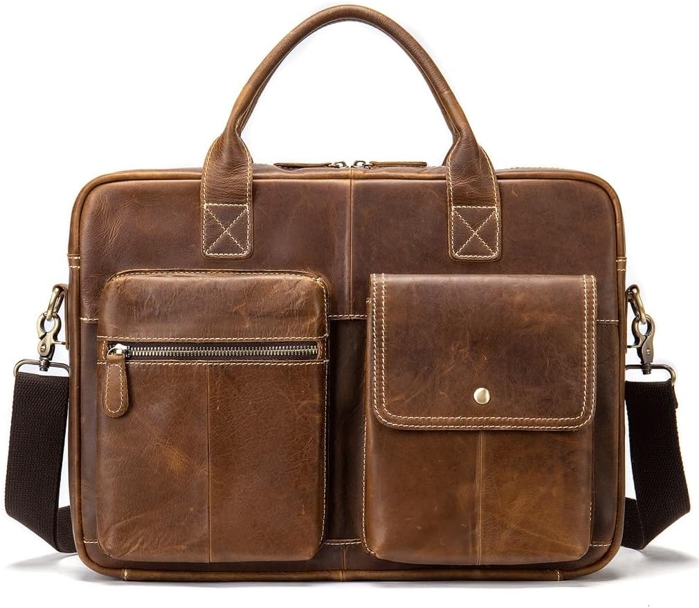 HBJWOV Men's Tote Business Briefcase Briefcase Shoulder Body Bag Vintage File Bag