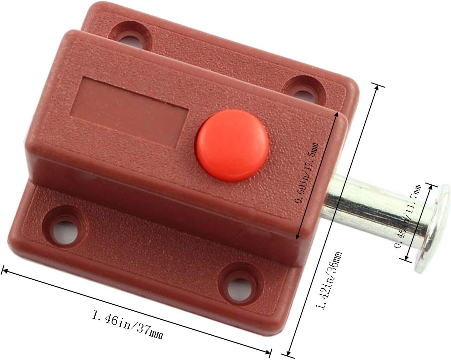 6pcs Spring Loaded Press Button ABS Plastic Bolt Sliding Lock Barrel Bolt Security Latch for Door, Cabinet, Furniture Hardware Accessories