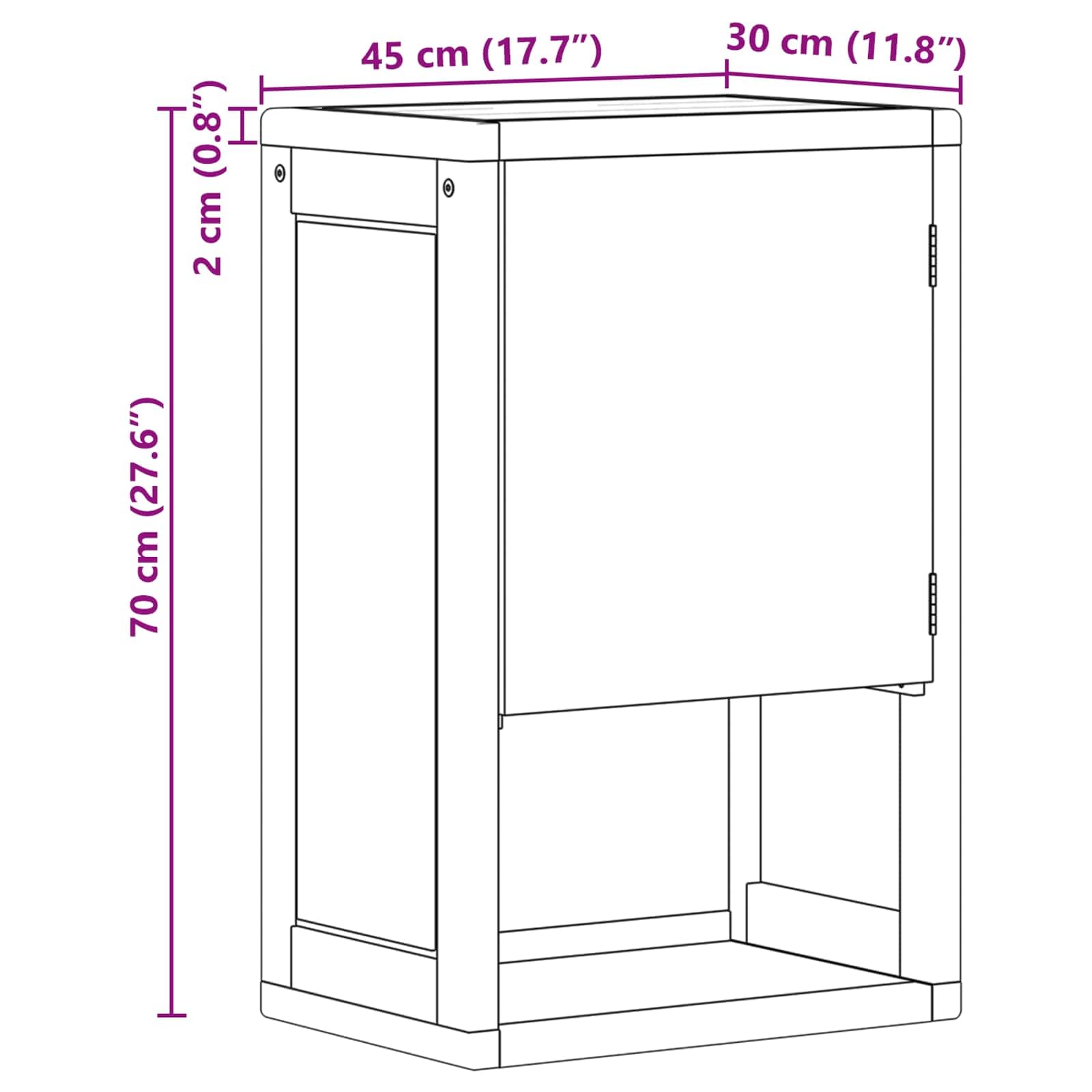 Mensola laterale da bagno in legno di teak, 45 x 30 x 70 cm