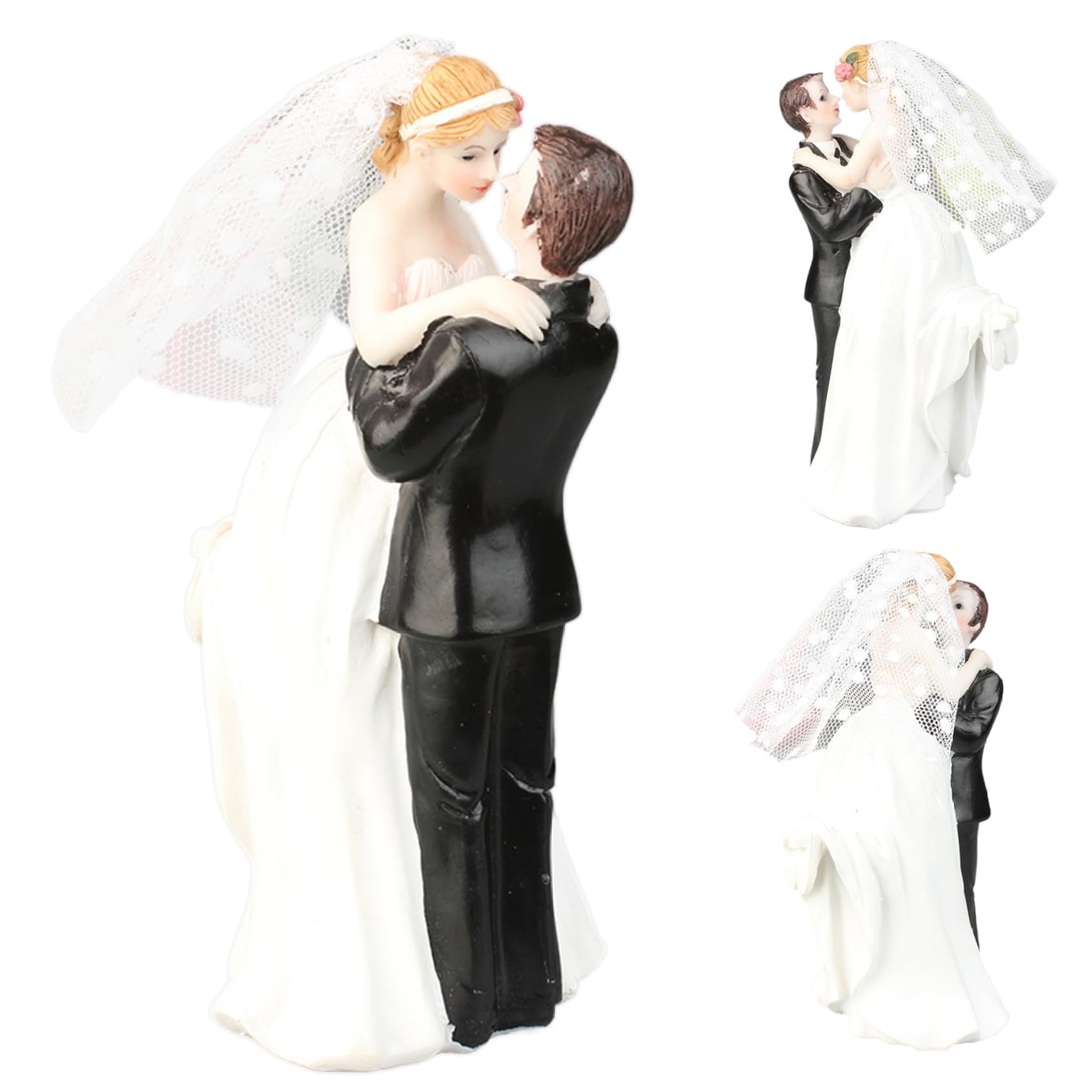 Lcarege Bride and Groom Cake Topper 2.8x2.4x5.5 Wedding Cake Toppers with Bride & Groom Embracing Each Other Realistic & Fortunate Resin Topper for Wedding Party, Home & More