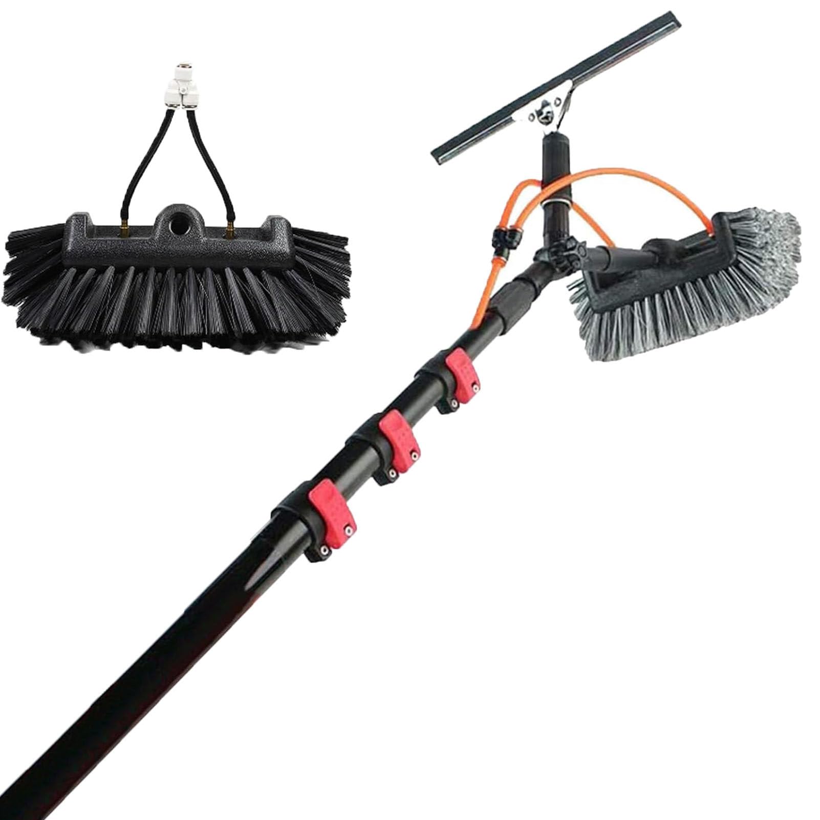 OLSKFUH Water Fed Pole Kit For Solar Panel Cleaning Telescopic Glass Cleaning Brush With Soap Dispenser 29Cm-10.8M Outdoor Cleaning Tools For Photovoltaic Panels,29cm-10.8m/36ft