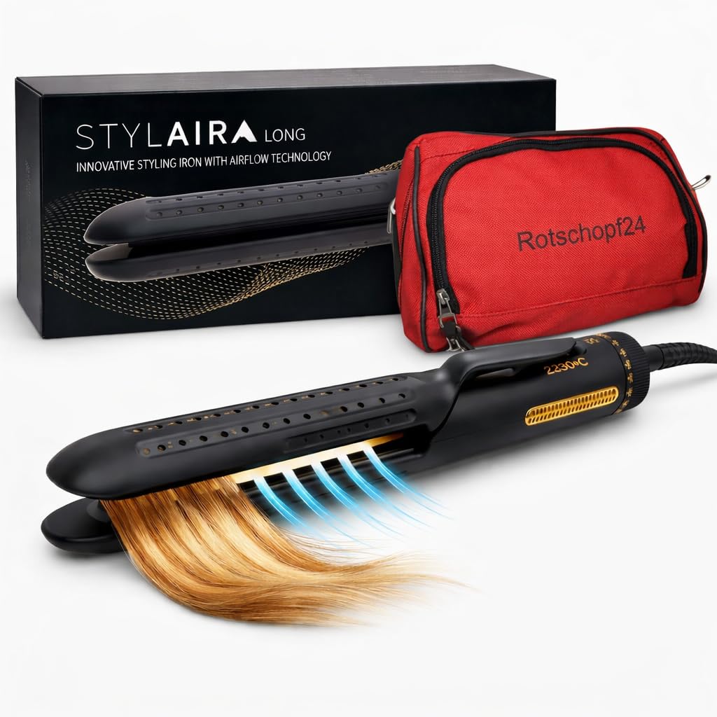 Rotschopf24 Efalock STYLAIR LONG Glätteisen Airflow Keramik + Tasche