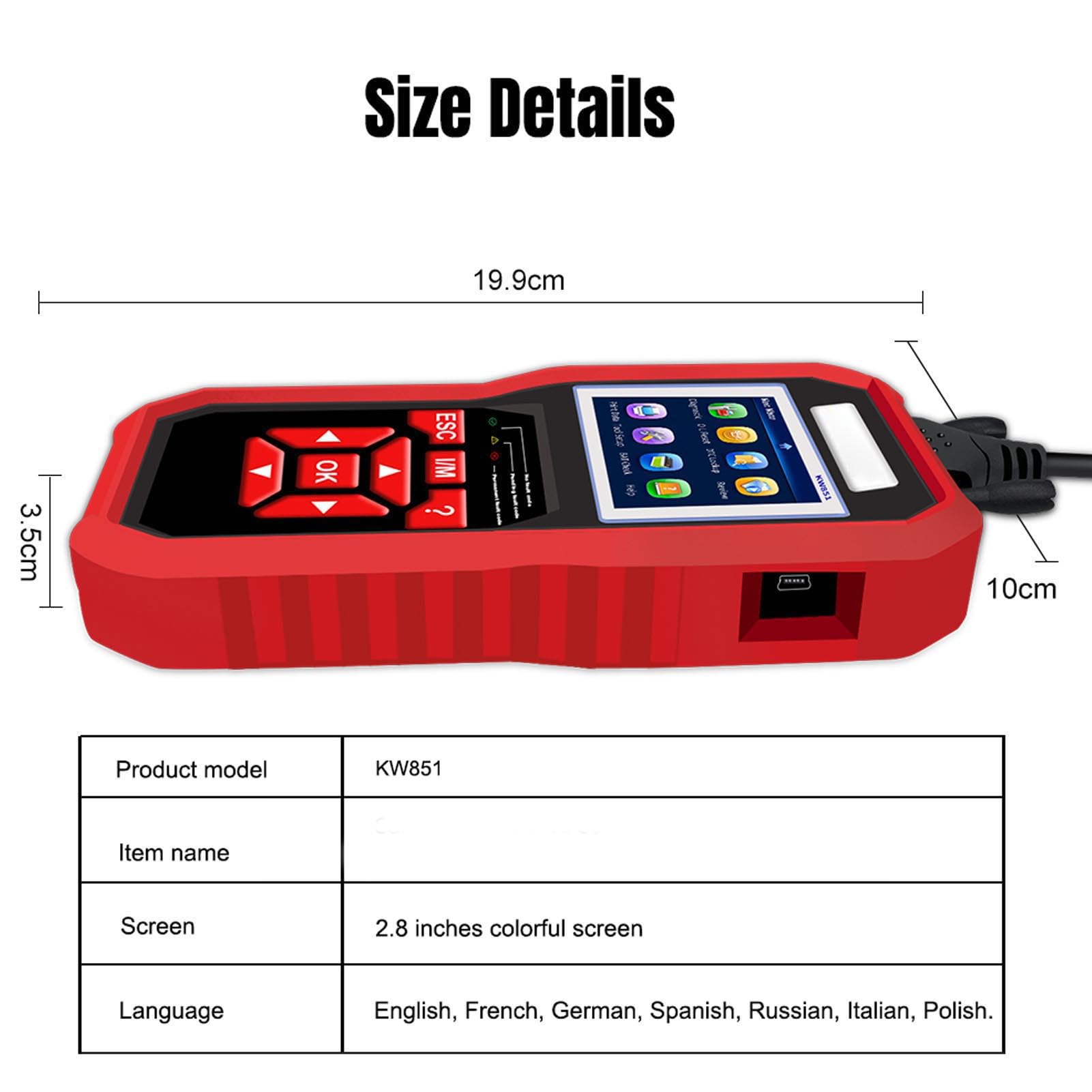 Luocute Auto-OBD-Scanner, Fehlercodeleser für Automotoren mit One-Click-I/M-Bereitschaftsprüfung, für Alle Fahrzeuge mit OBD2-Protokoll ab 1996, Win XP Bis 10