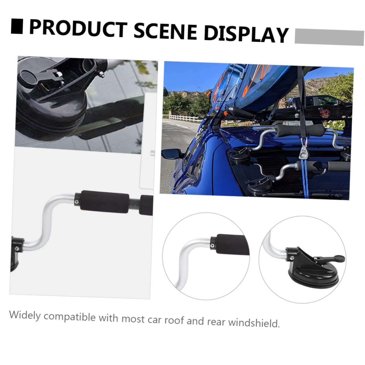 Toyvian Rodillo para Kayak y Canoa de Aleación de Aluminio con Ventosa, Soporte Resistente con Espuma Protectora y Capacidad Máxima de 40kg para Techo de Coche