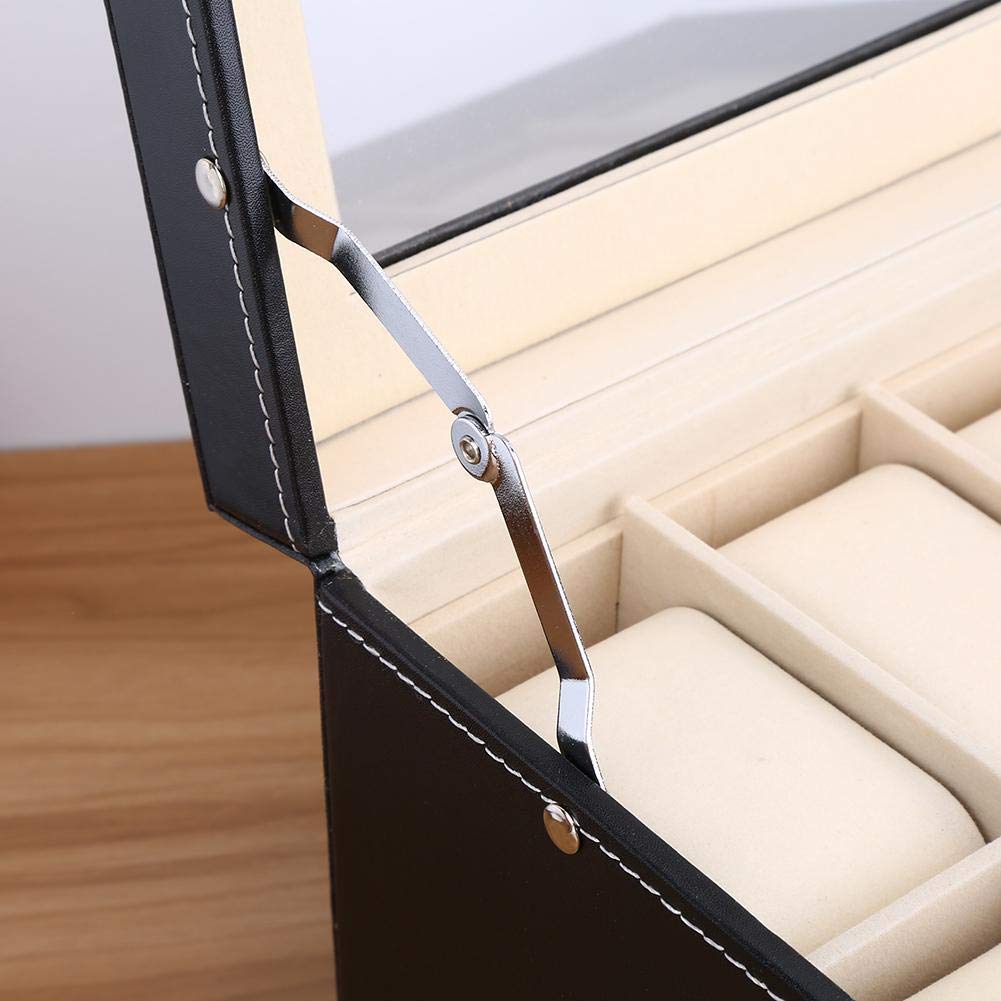 GOTOTOP Uhrenbox aus Holz und Leder, 20 Uhren Aufbewahrung Organizer mit Schublade, Elegant Uhrenkoffer für Schmuck und Armbanduhren