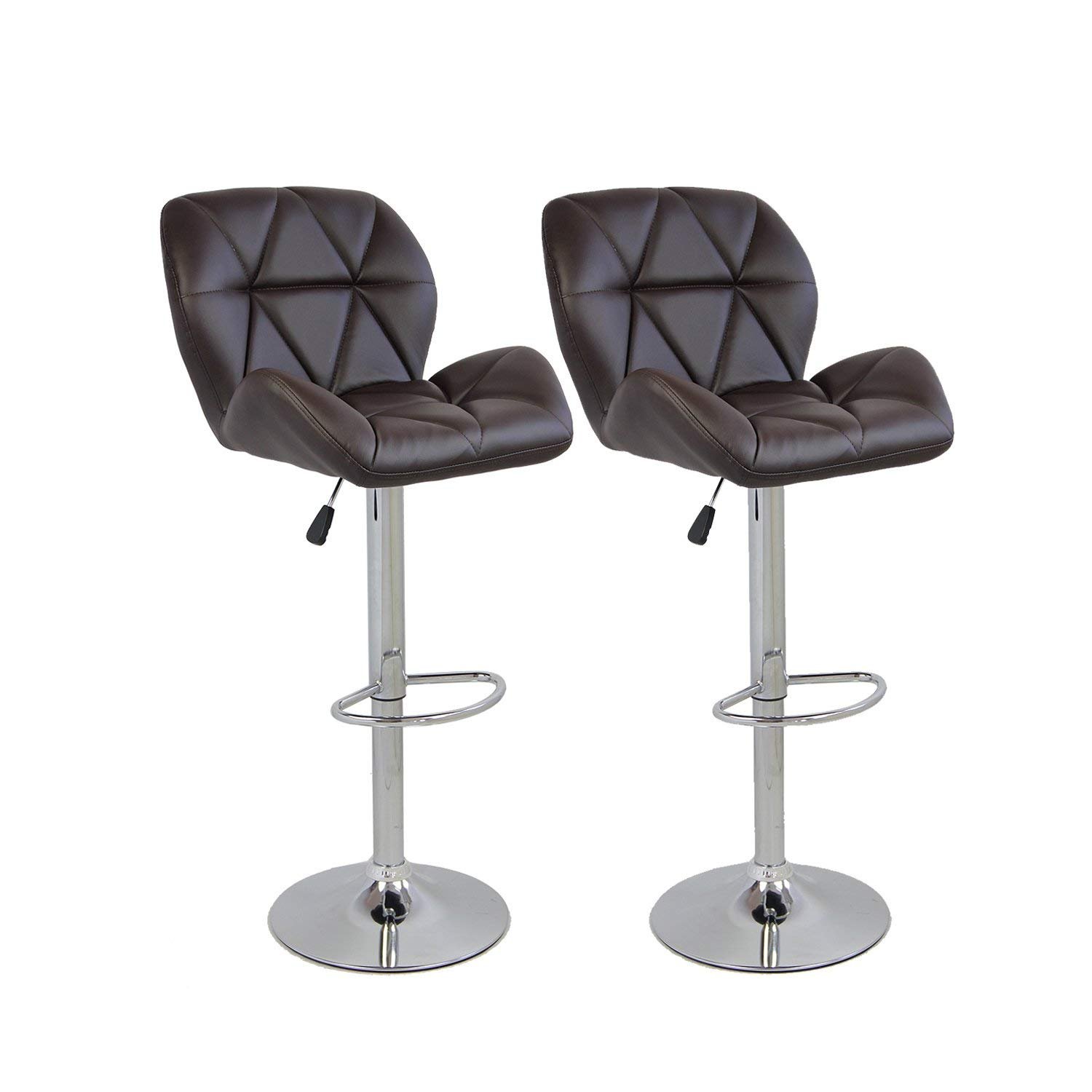 GTU Furniture Set of 2, 360 Degree Swivel Adjustable Bar Stools, Modern Faux Leather Padded with Back Pub Chair