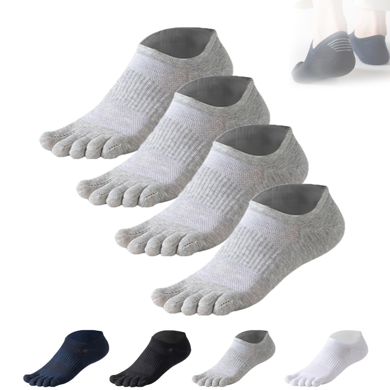 Aumude Serasox - Calcetines de punta de bambú para mujer y hombre, calcetines descalzos de algodón para correr, calcetines deportivos de cinco dedos
