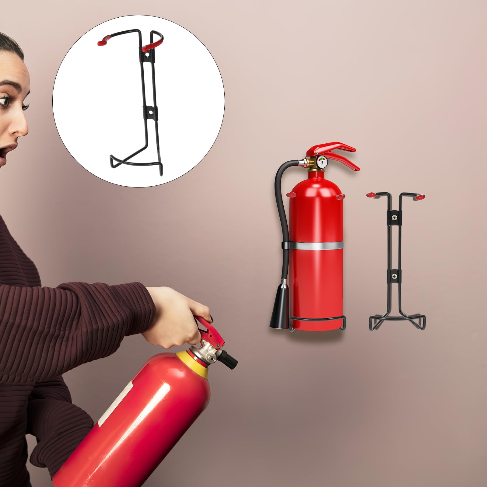 Support d'extincteur universel et structure en fil d'acier avec vis incluses, idéal pour le montage mural, support d'extincteur, convient pour un extincteur à poudre sèche de 1 kg