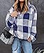 BTFBM Womens Sweatshirt Sherpa Quarter Zip Pullover Fall Winter 2025 Long Sleeve Fleece Sweaters Hoodies Sweatshirts(Plaid Blue, Medium)