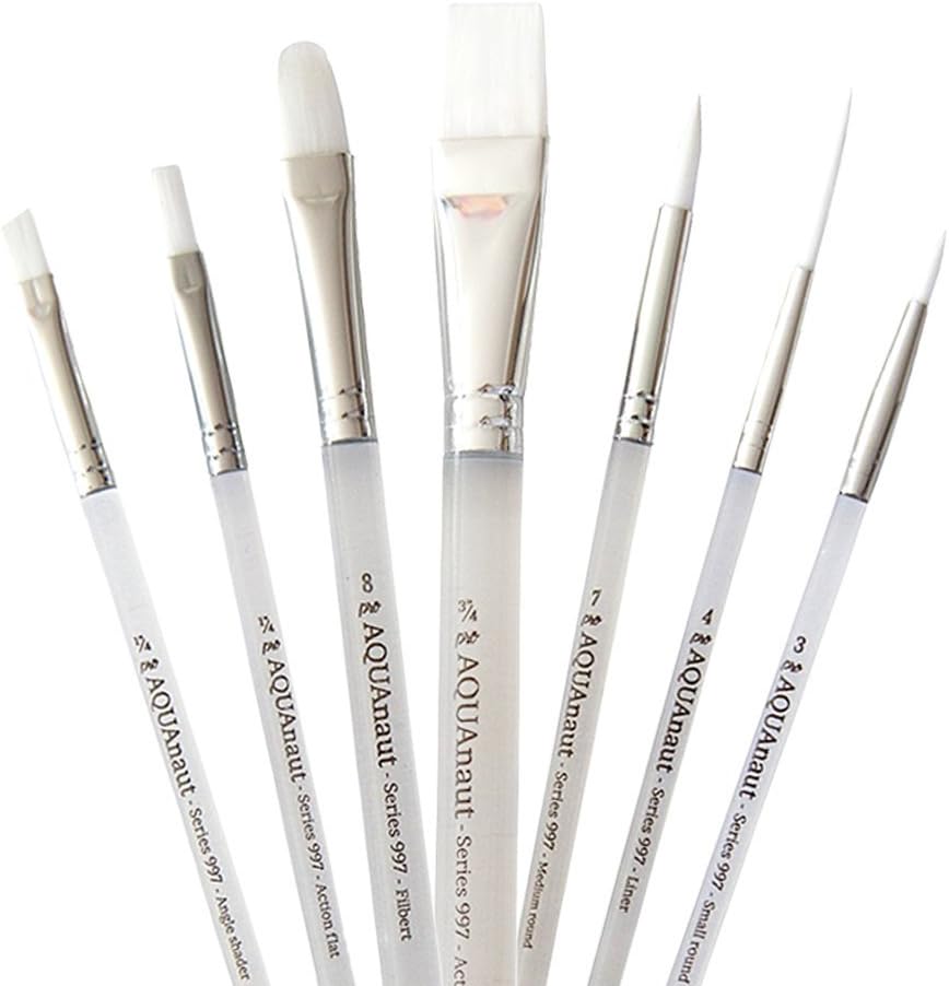AQUAnaut Series 997 Expansion Set 7-Piece Paint Brushes Best for Watercolors, Acrylic and Oils, Short Bevel Handles …