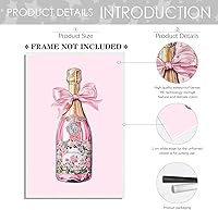 Vista 2 de Botella de champán rosa Chinoiserie Bar Cart Print Champagne Wall Art Retro Cocktail Poster Coquette Room Decor Femenino Preppy impresiones