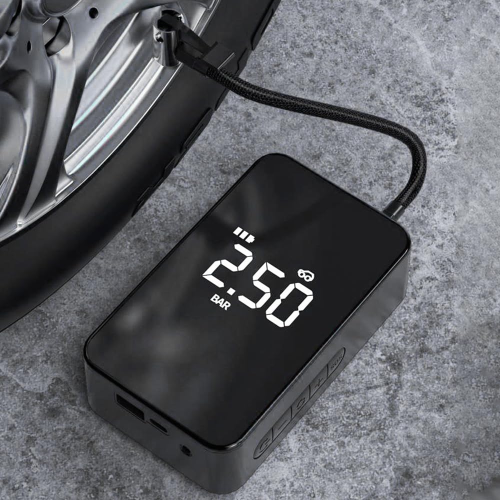 Pompe de gonflage de pneus 6000mAh, avec tuyaux gonflables de 40cm, avec écran LCD, pour Voiture, Moto, vélo