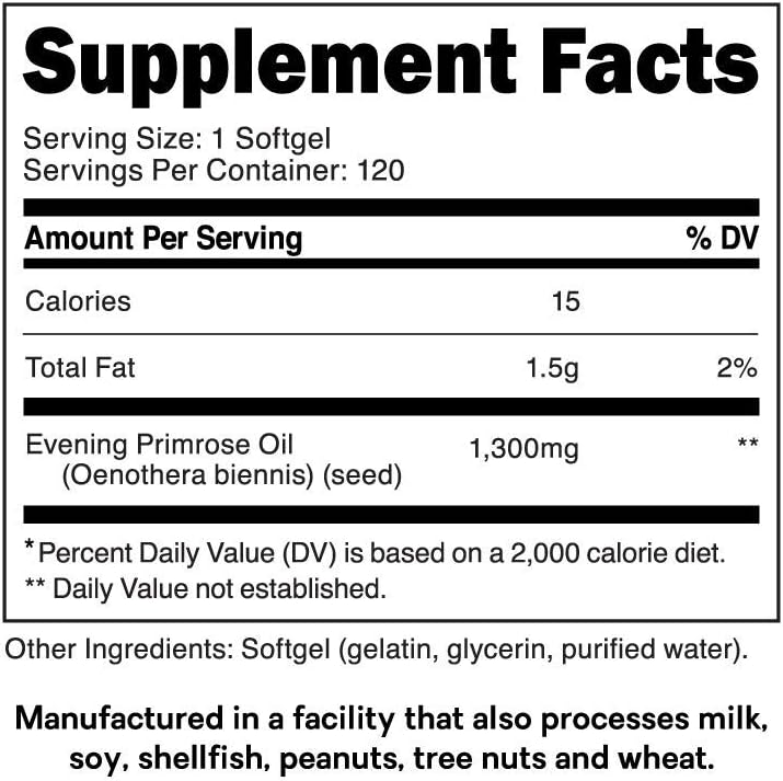 Bad Athletics Evening Primrose Oil for Women | Essential Fatty Acid | Skin, Hormone & Immune Supplement | 1300mg Cold Pressed, Non-GMO, Gluten Free (30) : Health & Household