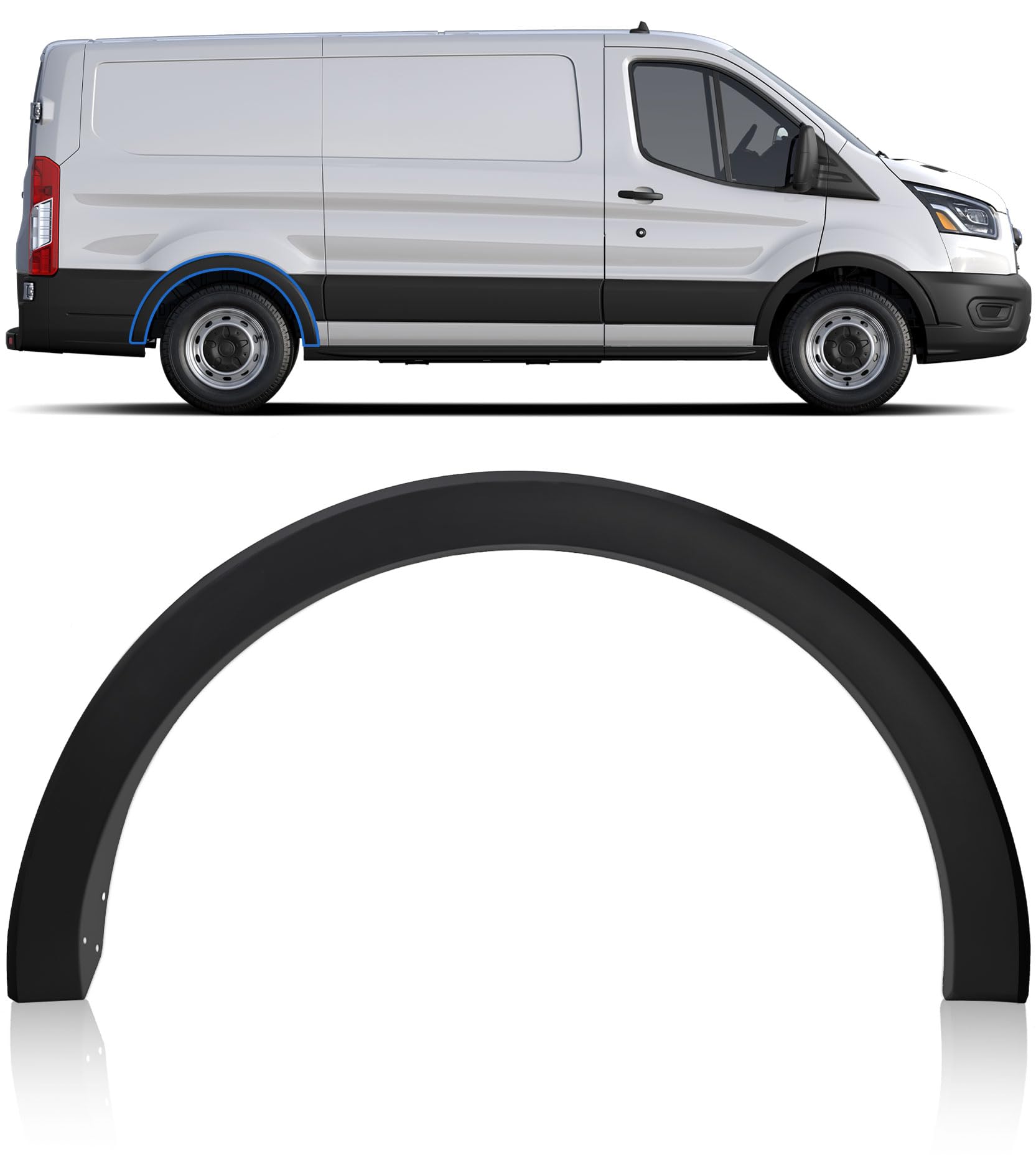 Rear Right Fender flare Molding Trim Wheel Cover Compatible with 2015-2023 Transit 150 250 350,Rear Passenger Side Door Fender Replace FO1790121 CK4Z61280K97AC