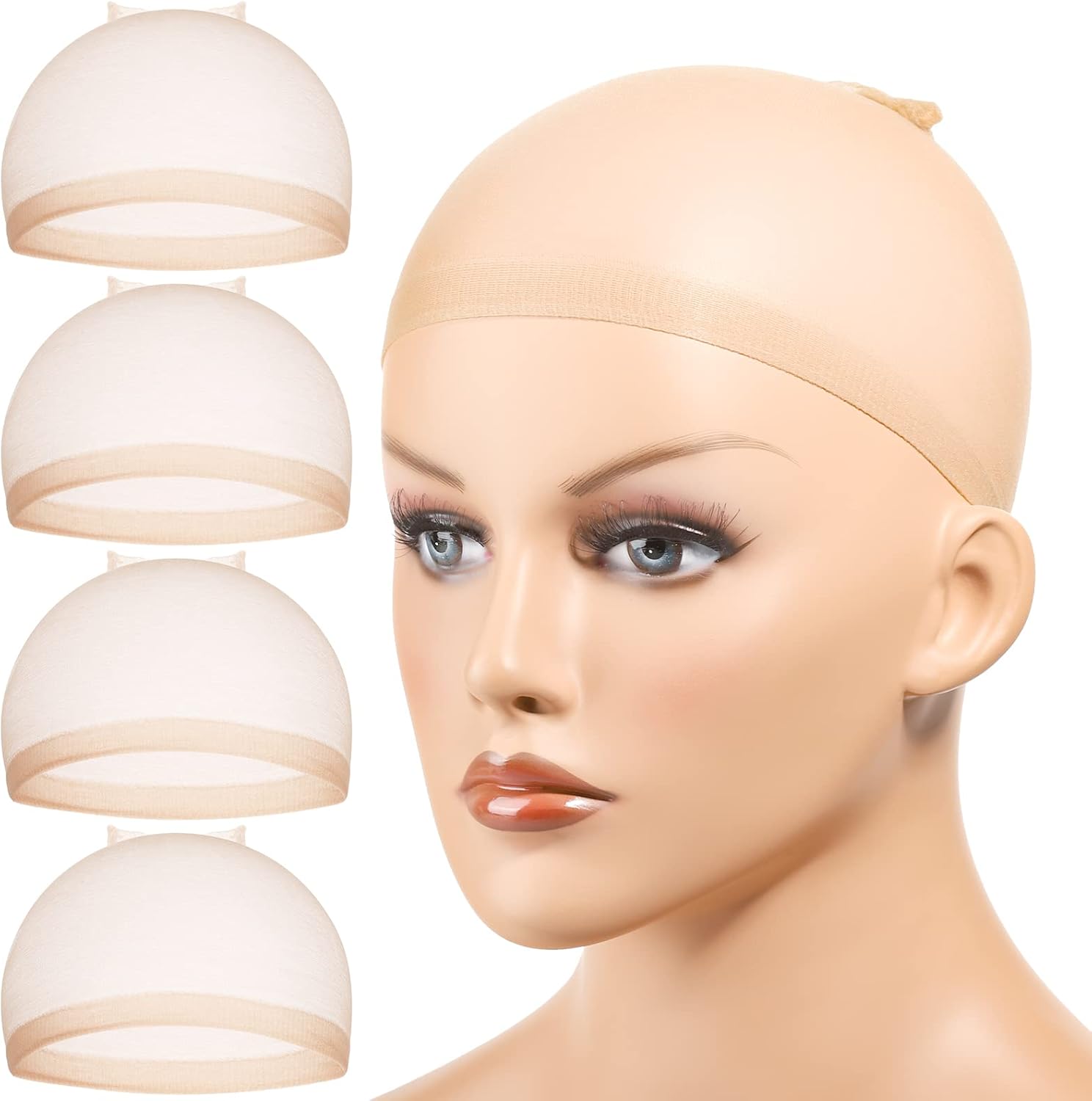 Fandamei HD Wig Cap, 4PCS Ultra Thin Wig Caps Invisible Light Brown