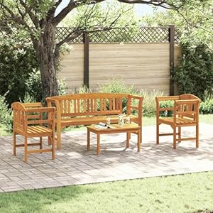 Homgoday Akazienholz-Gartenm?Bel Set - Elegantes Design, Naturfarbe, 157x45x82,5 cm, für gro?e Terrassen und Patios 3416309