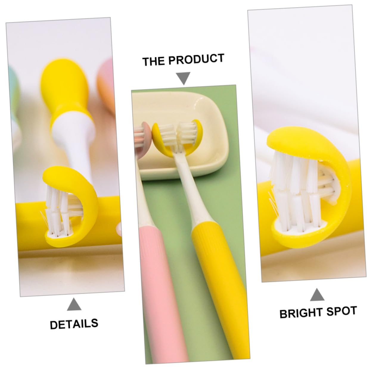 Beaupretty Spazzolino da Denti senza Angoli Morti per Adulti a 3 Lati Setole Morbide Pulizia Profonda Design Avvolgente in Pp per Cura Orale e Prevenzione Carie