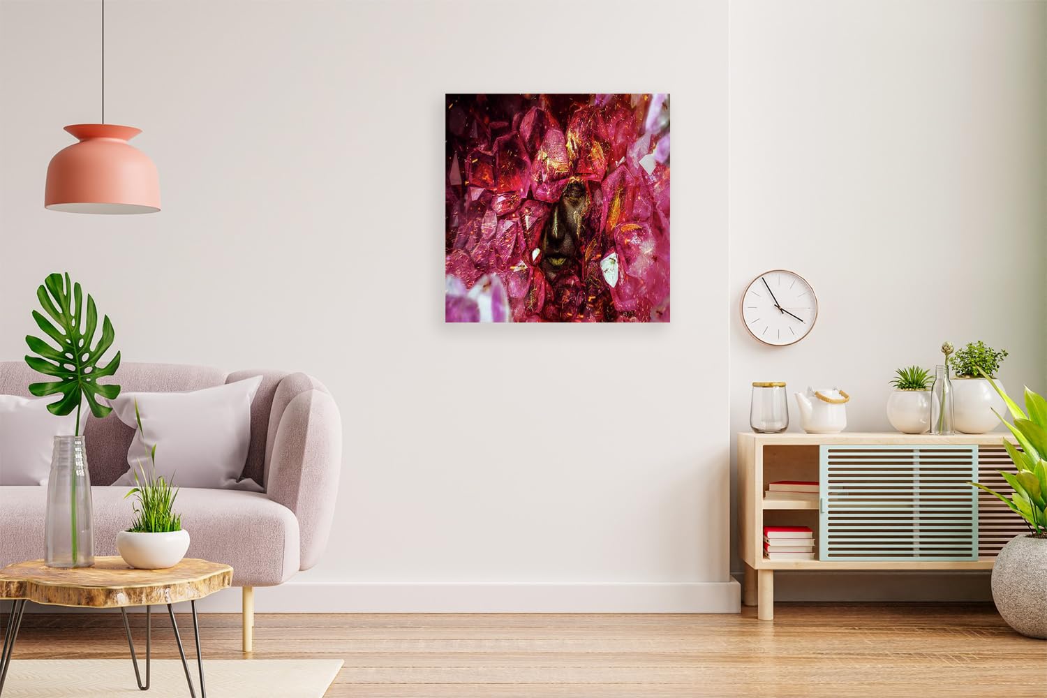 VERRE ART Printed Framed Canvas Painting for Home Decor Office Wall Studio Wall Living Room Decoration (14x14inch Wrapped) - Crystallize Print