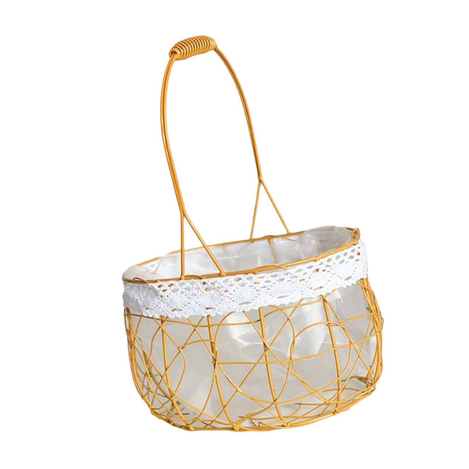 Elnwnnkc Oval Base Drum Bag Handheld Woven Storage Basket Woven Carry Basket Portable Iron Organizers For Book And Cosmetics Storage Sturdy Handwoven Organizers