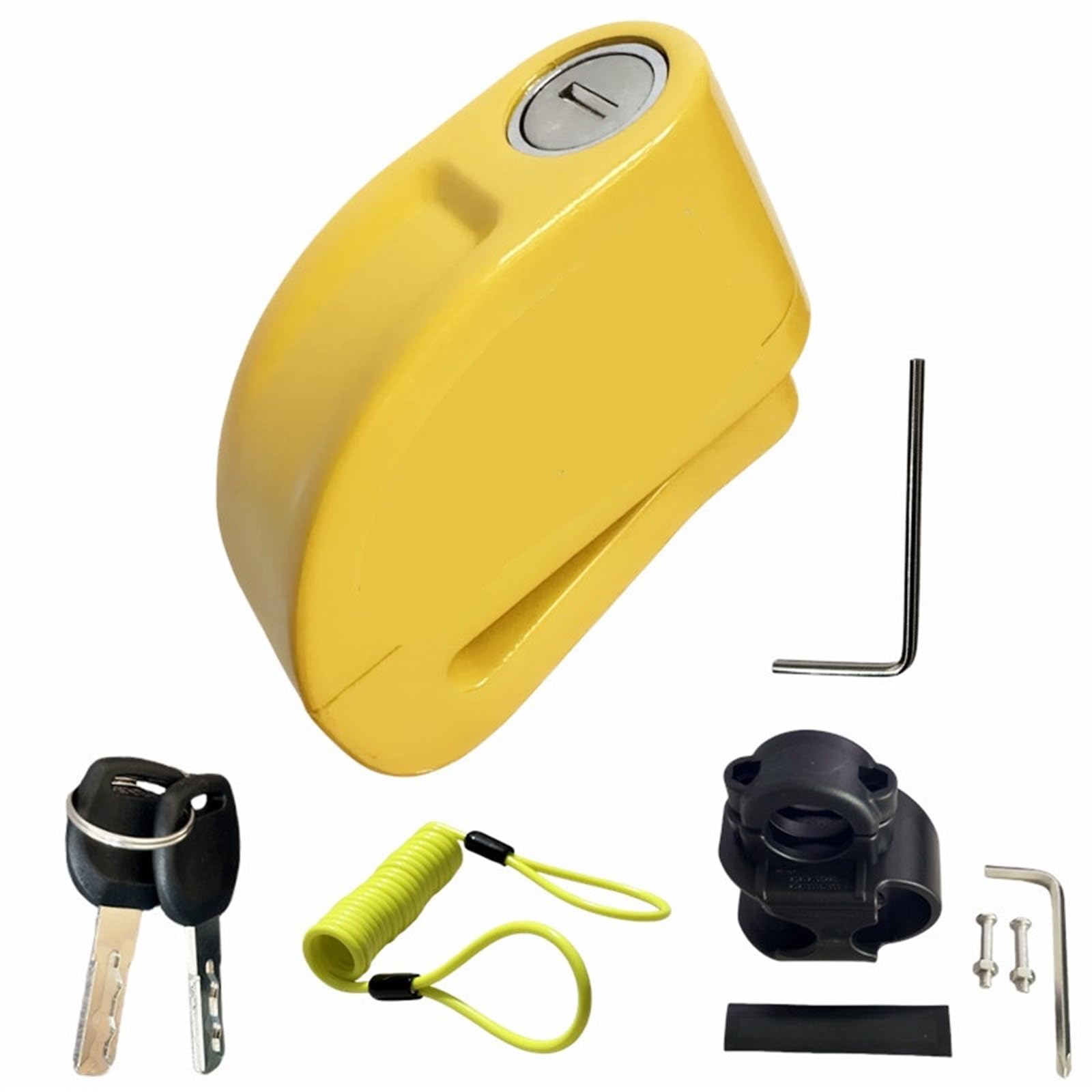 U Doppio Bloccaggio Allarme bicicletta moto Blocco disco Sicurezza antifurto Corda promemoria impermeabile in lega di alluminio + staffa 6 colori Serratura Antiscass(Yellow 8300-1)