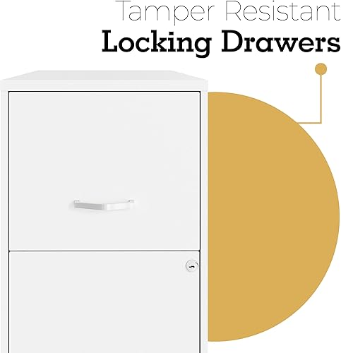 Miniatura 3 de Orison 18" 2 cajones móvil ultra pedestal SOHO gabinete de archivo vertical, blanco alpino