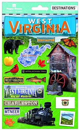 Paper House Productions STDM-2030E Travel West Virginia 2D Stickers, 3
