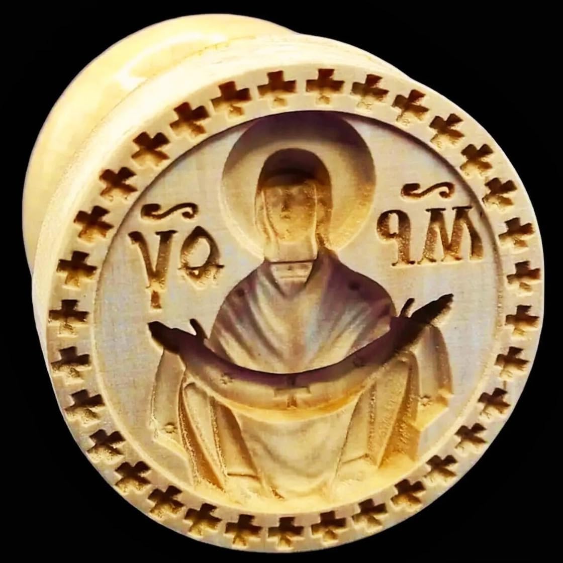 Wooden Stamp Holy Bread Orthodox Liturgy Traditional Prosphora Cookie Cutters Bakeware Baking Form. Prosfora Pan Seal. Cookies Biscuit The Protection of the Mother of God (⌀ 1.57-7.87 in / 40-200 mm)