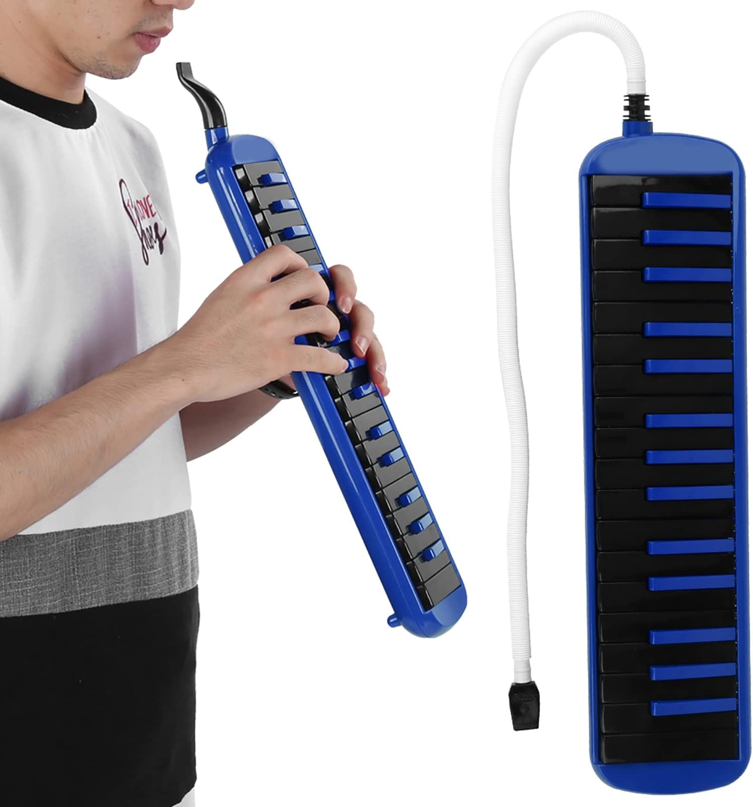 32 Key Melodica, Blue Beginner Wind Instrument with Carrying Bag F32s