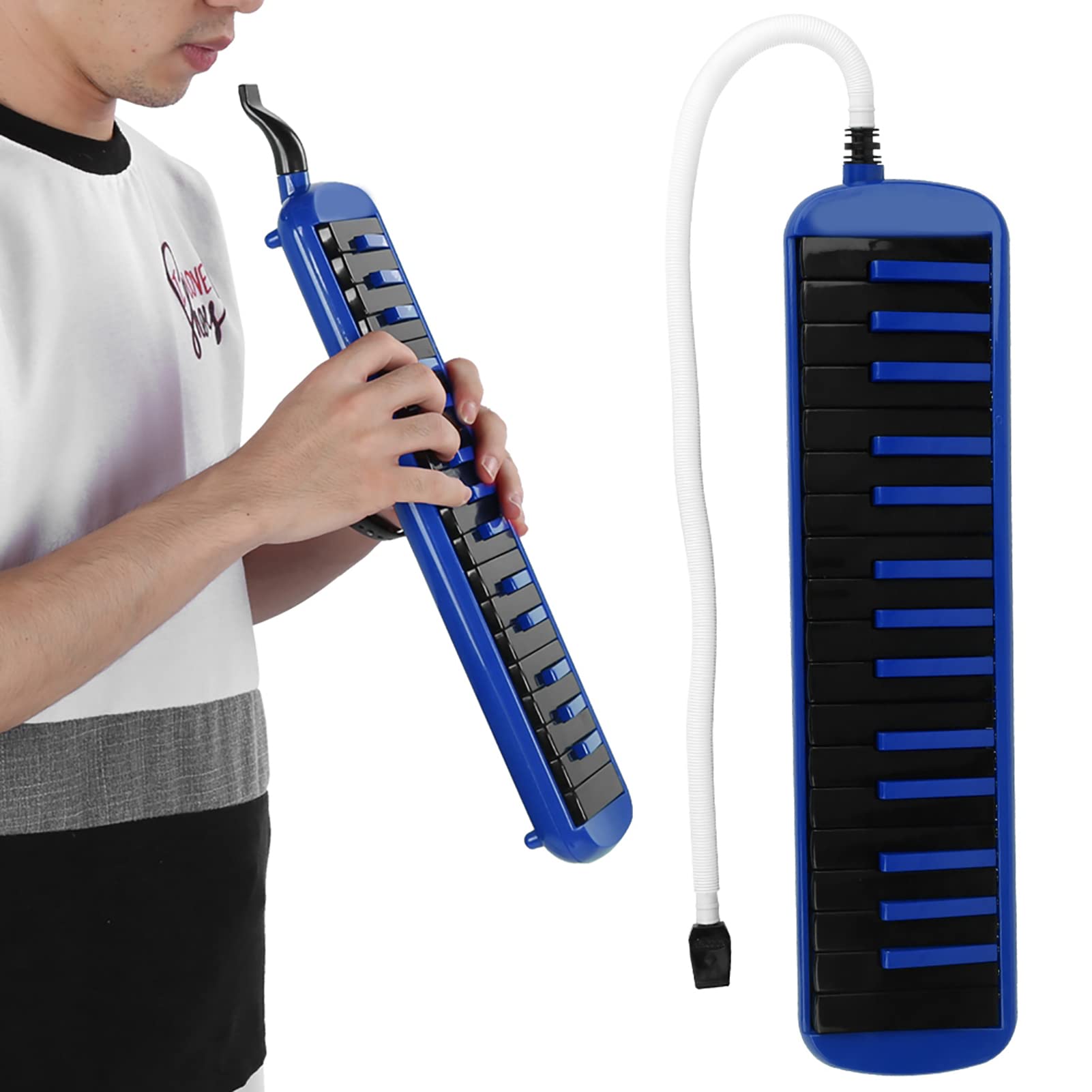 32 Key Melodica, Blue Beginner Wind Instrument with Carrying Bag F32s