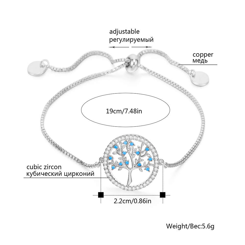 Bracciale albero della vita per donna, cinturino regolabile da polso in catena di rame placcato in oro rosa e argento con zirconi cubici brillanti, regalo per amici, mamma