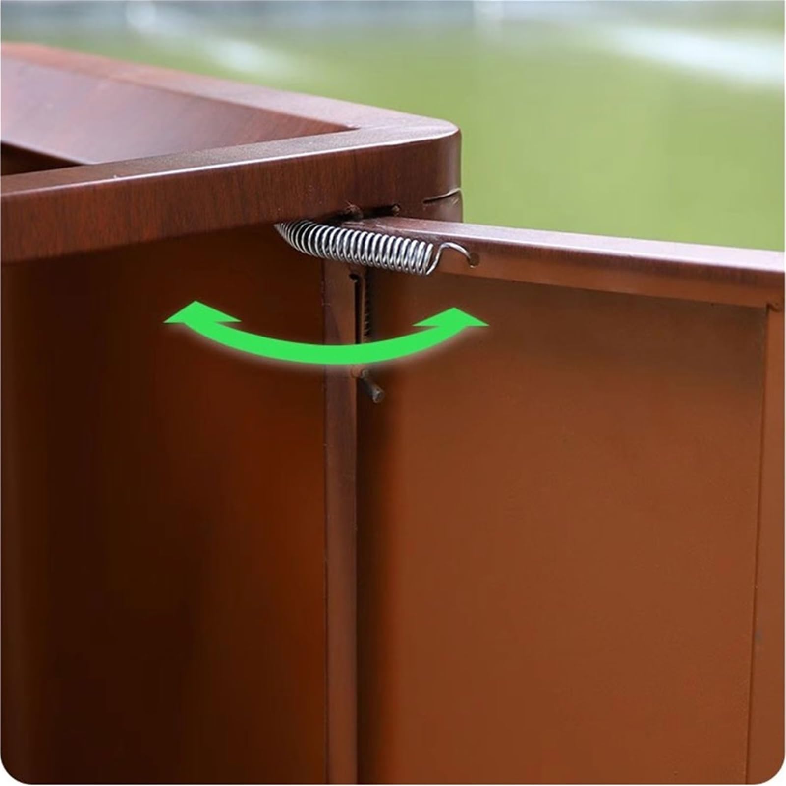 cestino per rifiuti all'aperto Pattumiera in metallo effetto legno, pattumiera a doppio contenitore for spazi pubblici all'aperto per patii, cucine e intrattenimento all'aperto