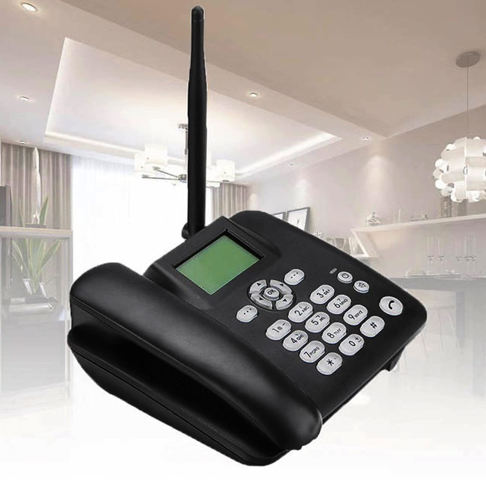 HJXGQJM Telefono domestico GSM in nero, wireless Quad Band, telefono da scrivania con slot per scheda SIM, vivavoce, ID chiamante, per ufficio, hotel, telefoni fissi, affari