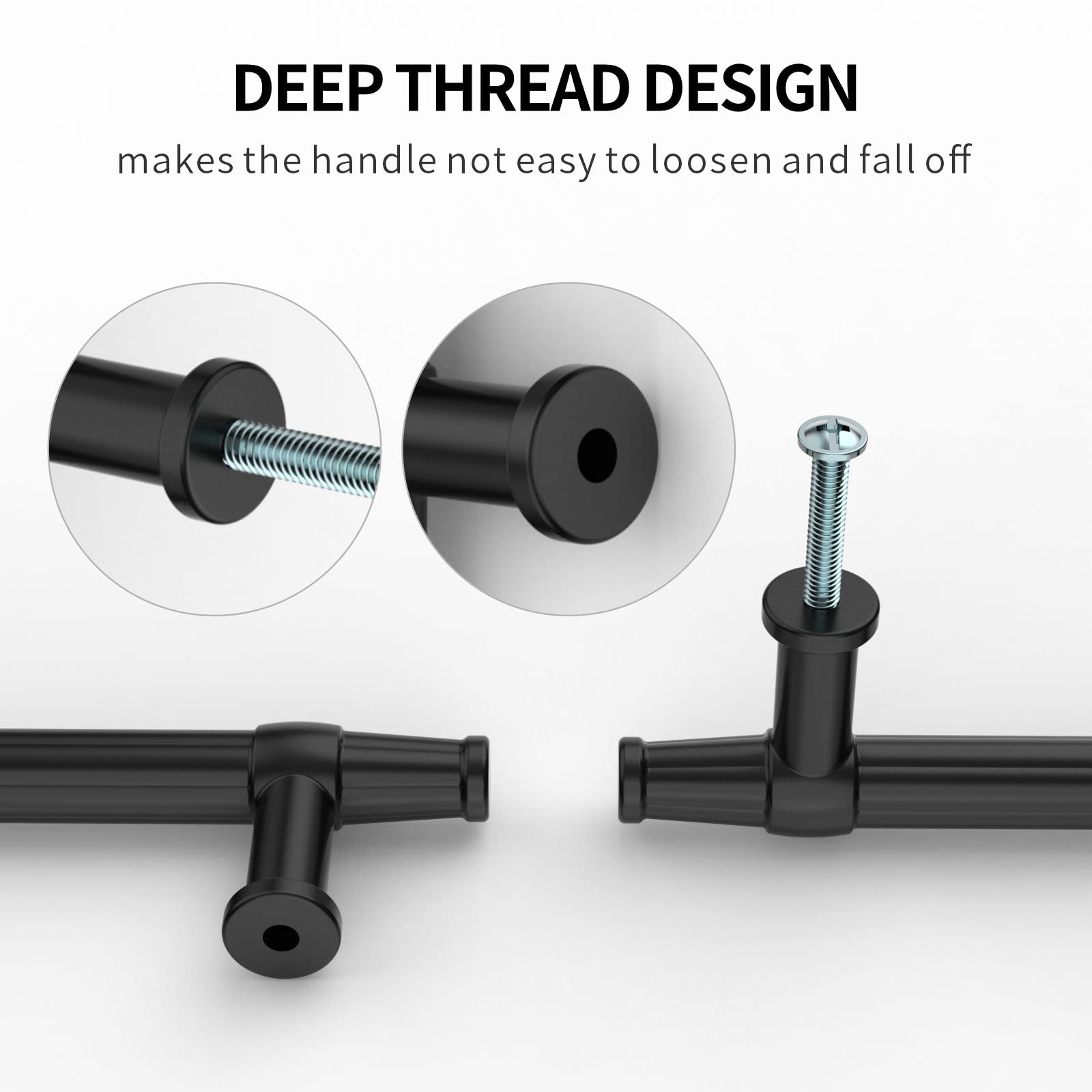 Amerdeco 12 Pack Matte Black Cabinet Pulls 5 Inch(128mm) Hole Center Drawer Pulls Cabinet Hardware Kitchen Cabinet Handles for Bathroom Dresser Pulls ZH0035