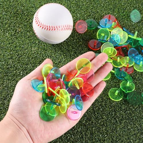 Styquenzer Golf Ball Marker, Bulk 50 Pcs Multicolor Plastic Round Golf Ball Position Markers Transparent Flat Round Golfs Mark Accessories for Golfs and Baseball On-Course (24 mm) - Thumbnail 5