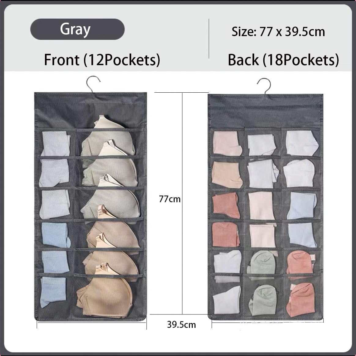 Organizer Armadio Con 30 Tasche - Per Reggiseni, Calzini E Biancheria, Rosa - Foto 5