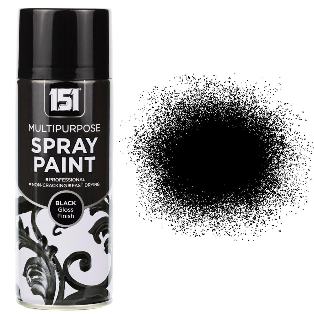 151 Black Gloss Multi-Purpose Aerosol Spray Paint 400ml (6 Pack)