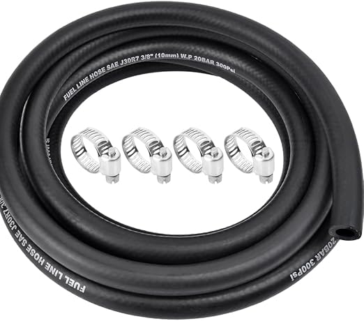 5/16 Inch ID Fuel Line Hose - 10FT Marine Grade Fuel Line with 4PCS Hose Clamps,300PSI High-Pressure Fuel Line for Automotive Fuel Systems Engines (5/16" ID)