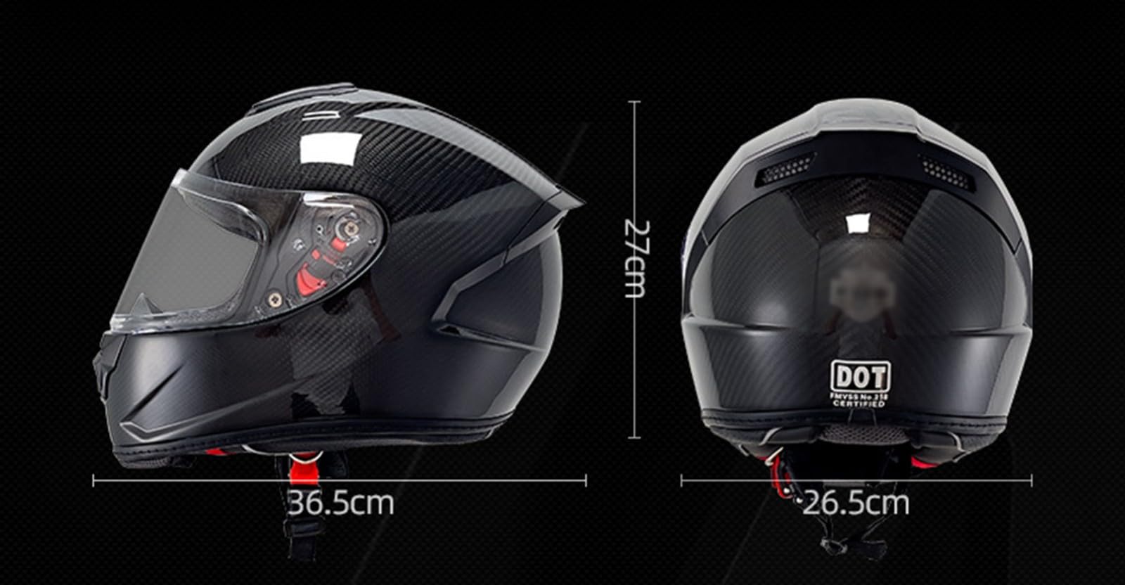 Casco Integrale da Moto in Fibra di Carbonio con Visierino Parasole ECE Omologato Casco da Moto per Uomini e Donne Casco da Equitazione Alla moda