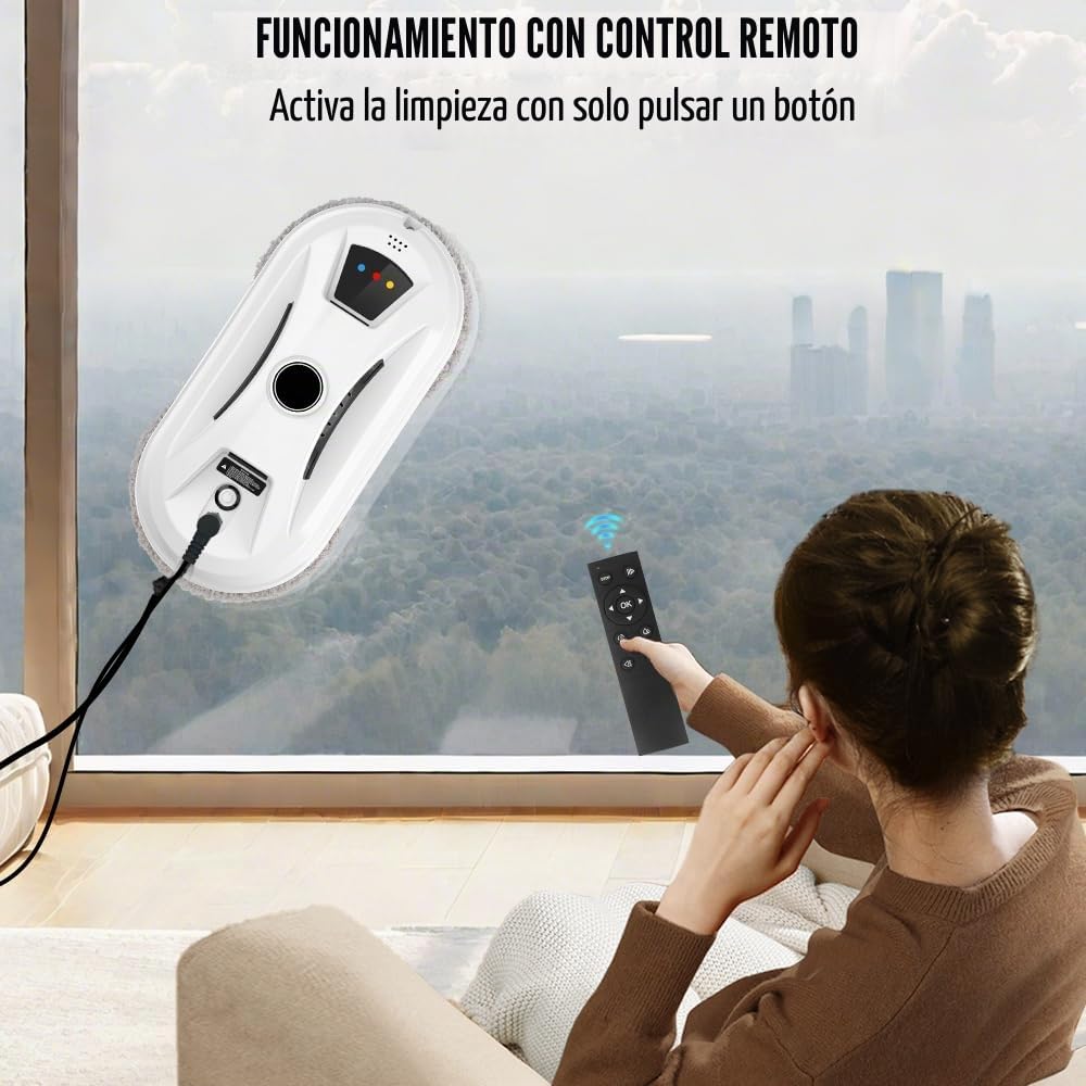 Robot Limpiacristales, Limpiador de Vidrios Magnético 5600 Pa, Planificación Inteligente para Limpieza Automática, Tecnología de Reconocimiento de Bordes para Ventanas Interiores y Exteriores