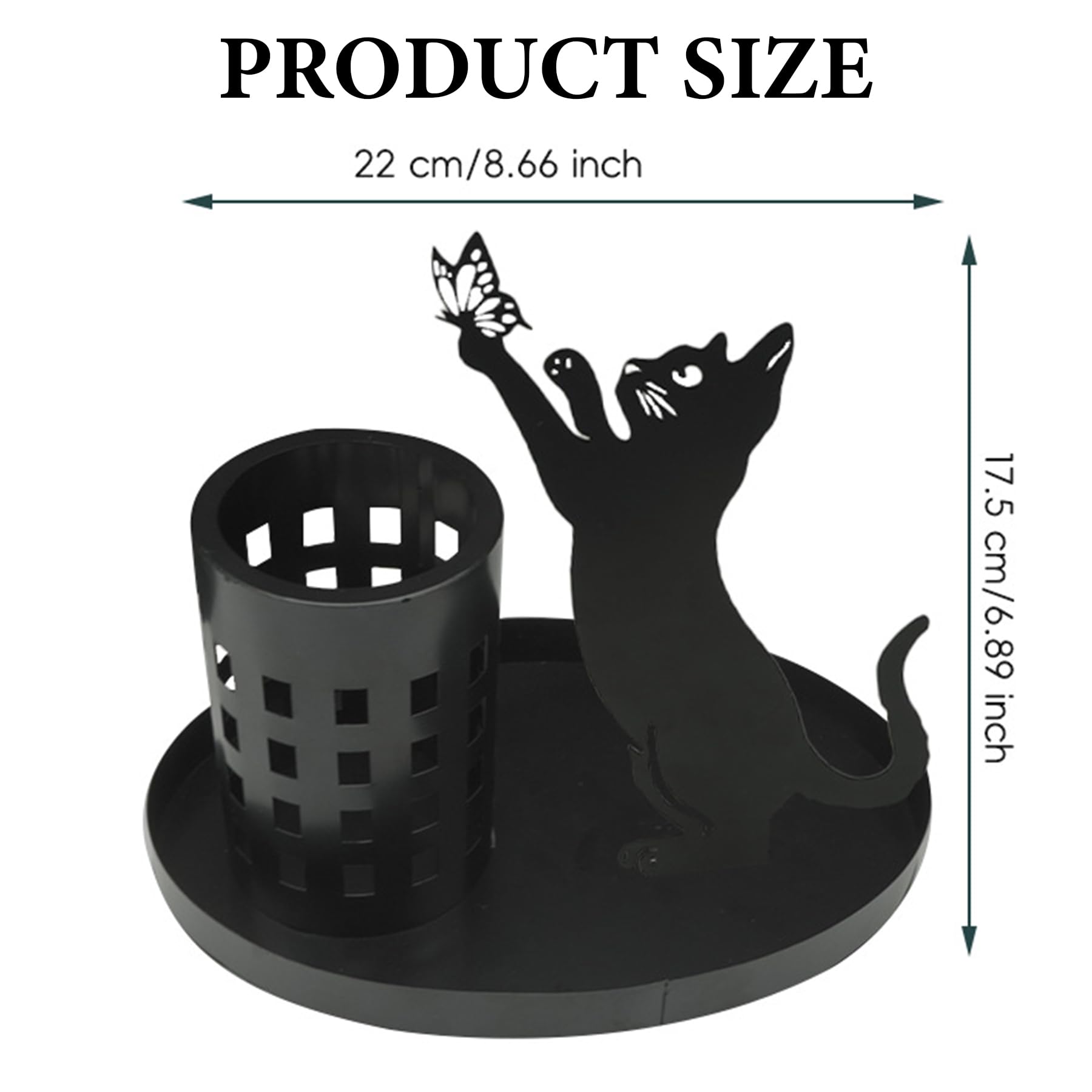 Wasise Cat Pen Holder - Desk Pet Accessories, Cute Desk Pen Holder with Butterfly, Cat Office Accessories, Aesthetics Cats Pencil Holder, Goth Desks Accessory Small Desks Pet Accessory for Home Office - Image 2