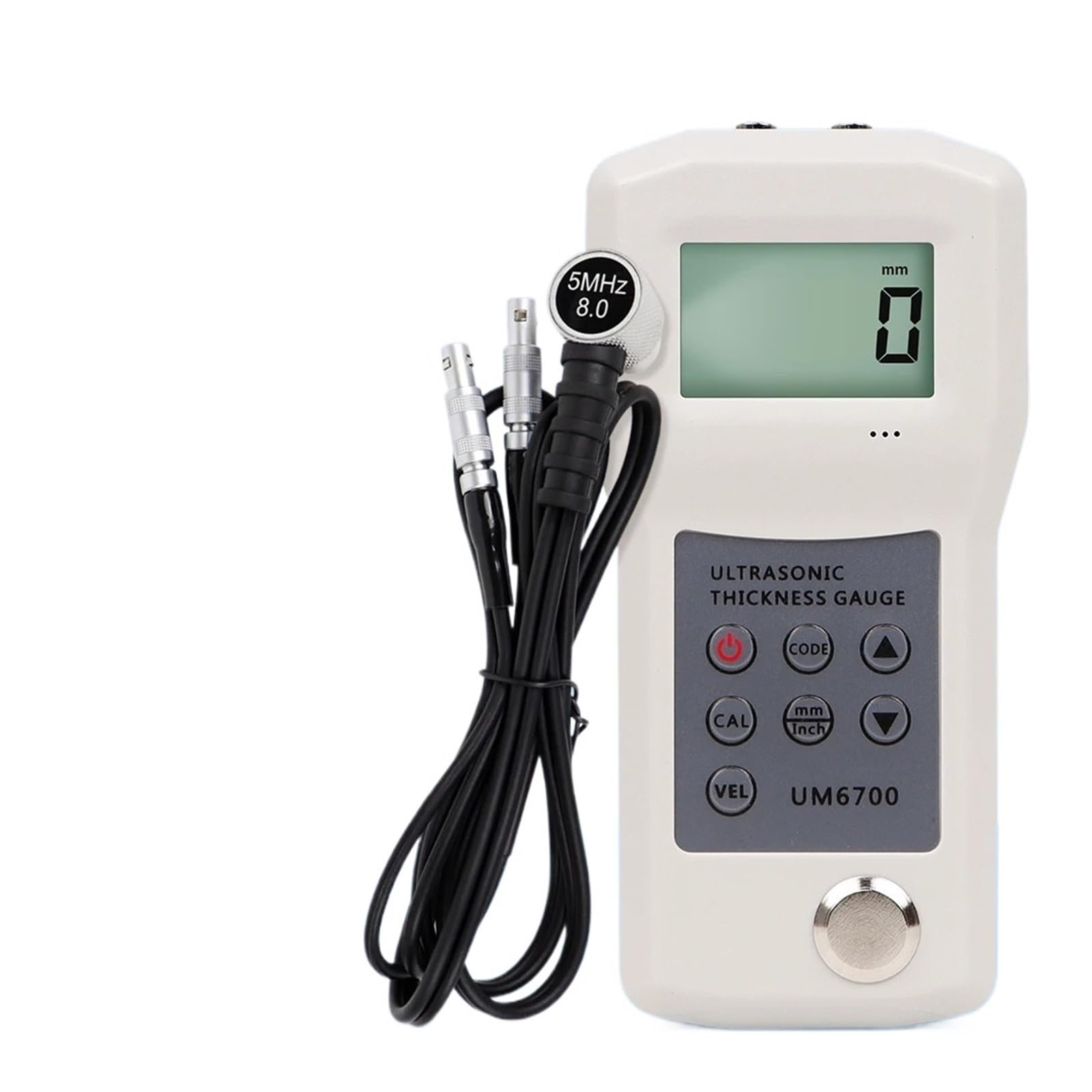 Misuratore di spessore ultrasonico con display LCD, precisione 1-280 mm, sonda ultrasonica, tester for metallo, plastica, tubi in PVC e vetro(UM6500 200mm 0.1)