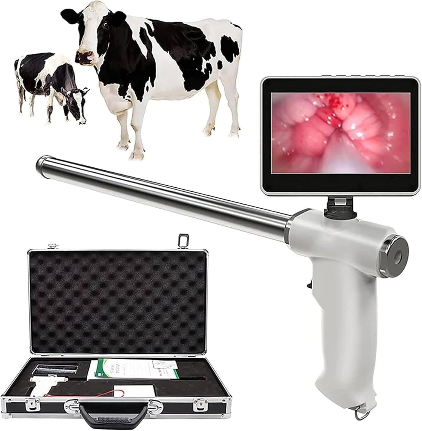 POIMHEW 360° Adjustable Cattle Visual Insemination Gun Visual Artificial Insemination Guns Insemination Kit Veterinary Insemination Farm Tools w/LED Display&Camera for Farms Dog*Sheep*Pig
