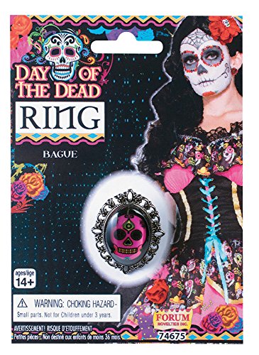 Day of The Dead Cameo Skeleton Skull Ring Costume Accessory
