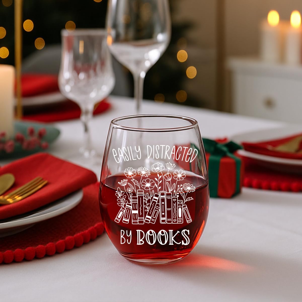 Bookish Wine Glass Gifts for Book Lover Women,Easily Distracted By Books,Books Accessories for Reading Lovers;Bookish Birthday Gift for Her Friends Librarians Reader,Reading Gifts for Women -31 - Image 6